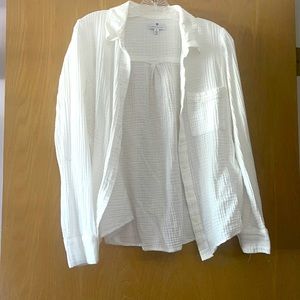 Socialite White Waffle Collared Long Sleeve Shirt